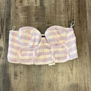 Zara Pink and White Crop Top - NEW with Tag on, Small